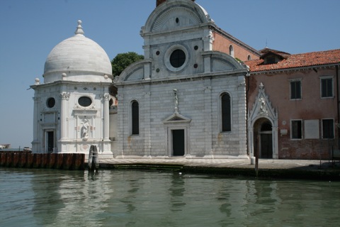 Marble building along the canal