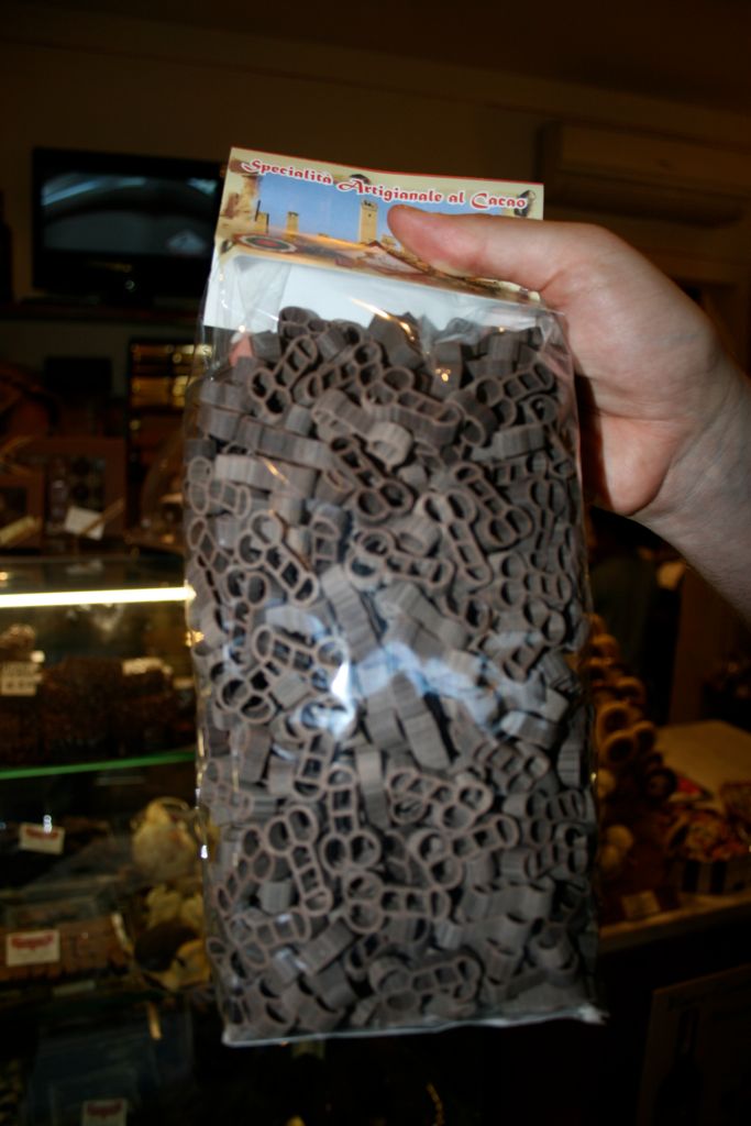 Chocolate, penis-shaped pasta