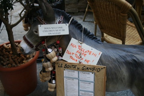 Dogs welcome, children must be on a lead... seen outside a restaurant