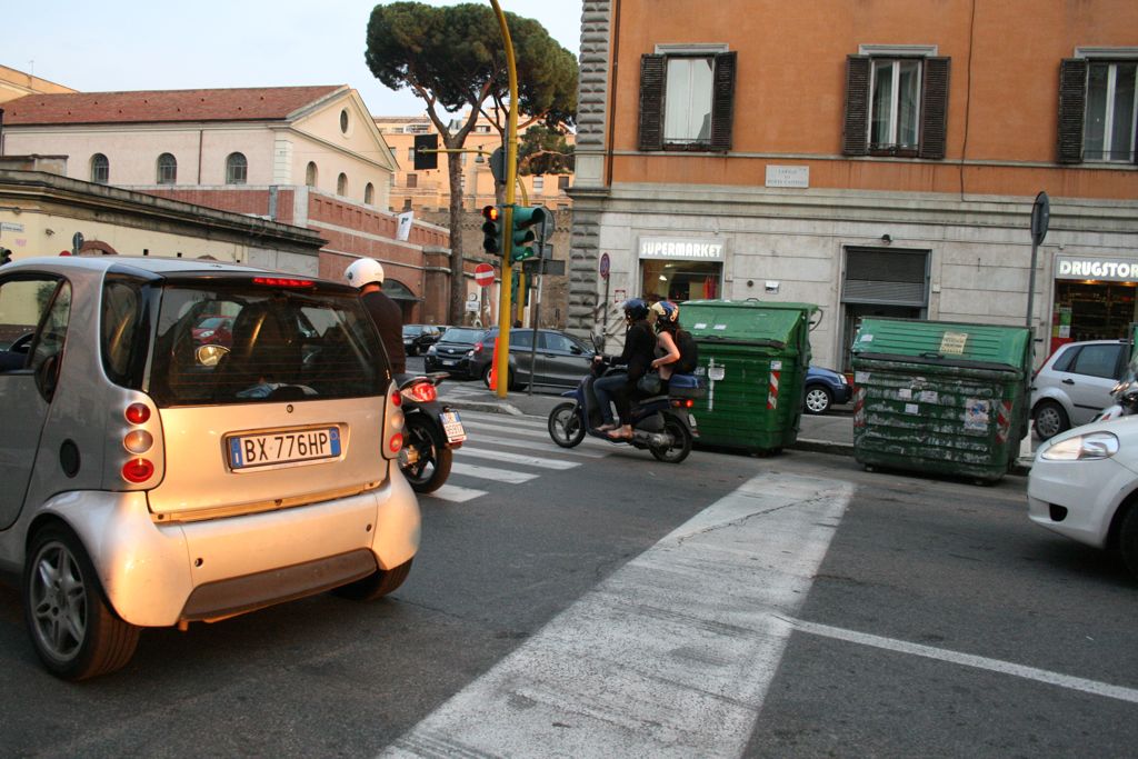 When the light turns green, the scooters take off