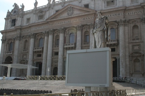 TV in front of the Basilque for overflow services