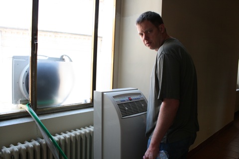 Rob, cooling off in front of the A/C