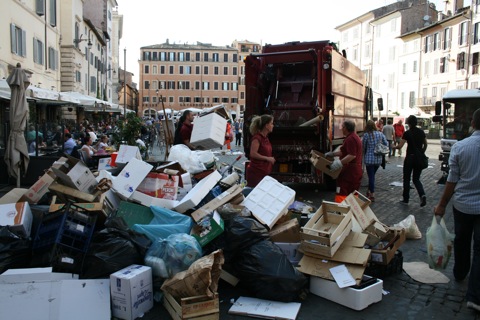 Big mess after the food market this morning