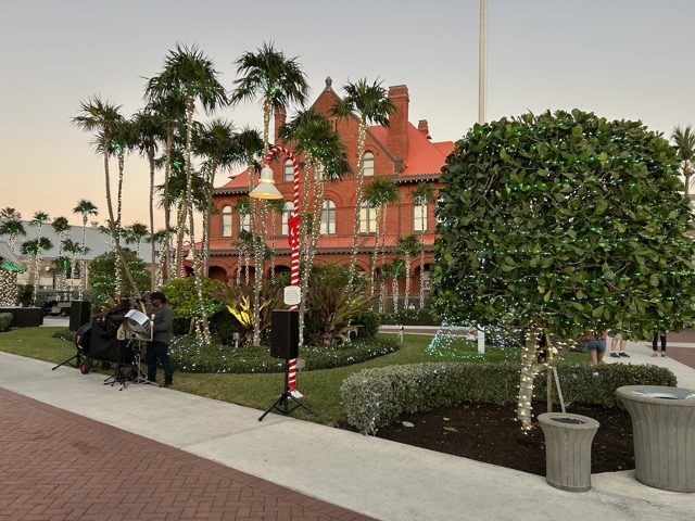 Key West Museum of Art & History at the Custom House, decorated with lights