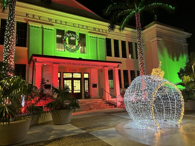 Key West City Hall, decorated for the holidays