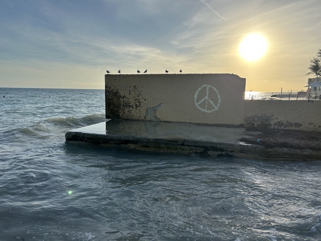 Peace sign at the Emma Carrero Cates Pier