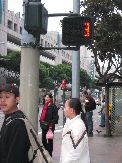 This is kinda cool...when the crosswalk goes to the blinking hand, it has a countdown of how many seconds are left...kinda neat.