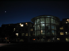 1 Infinite Loop, from the inside at night