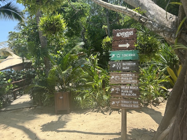 Sign showing all of the activities at Las Caletas