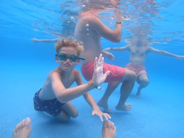 Winston and Carter stole my Go Pro in the pool...