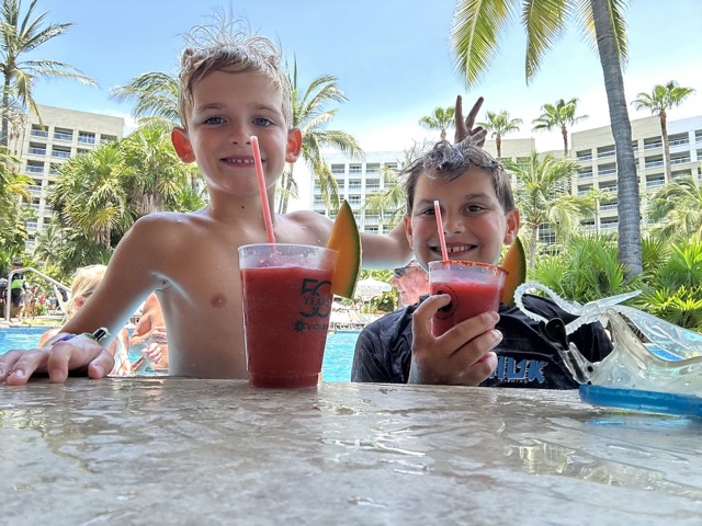 Winston and Carter at the pool