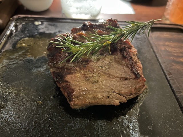 My steak, flaméd tableside