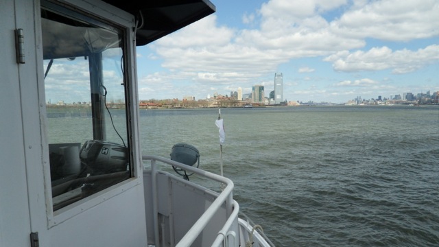 Skyline and bow of boat