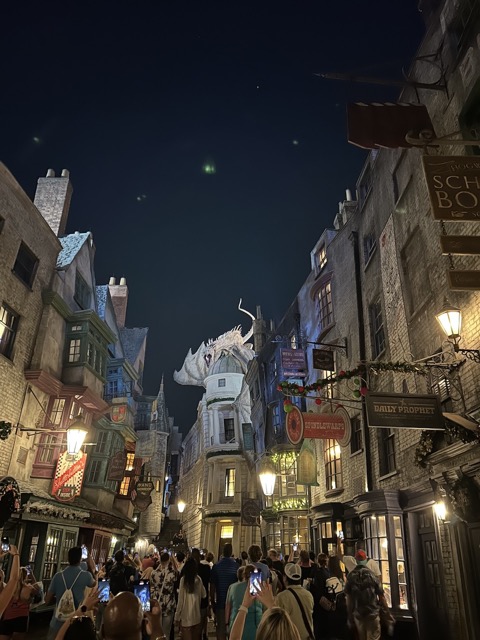 Harry Potter Land at night