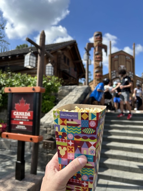 In Canada with maple popcorn (at EPCOT)