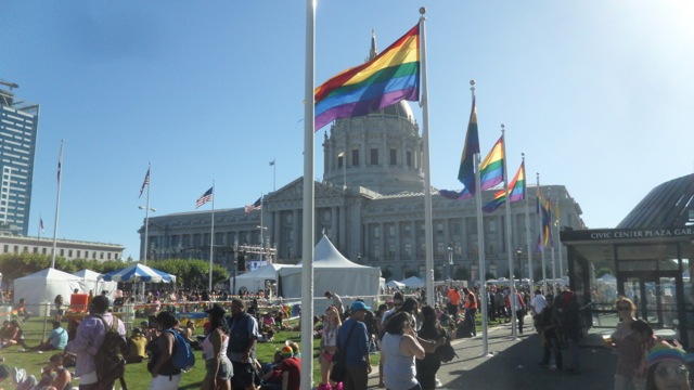 Pride flags in the Capitol Park