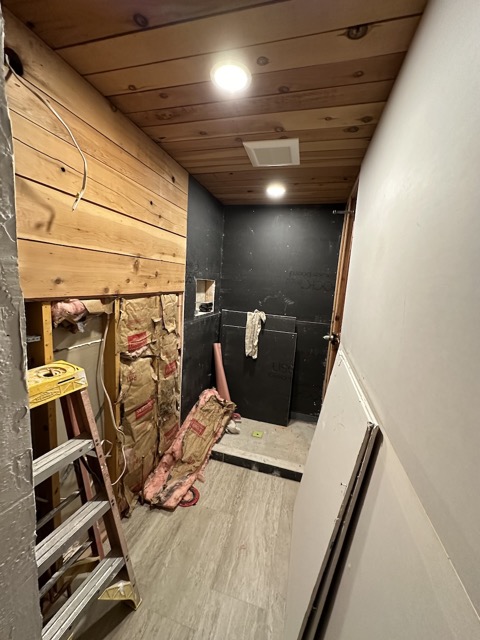 Drywall up in the guest bath