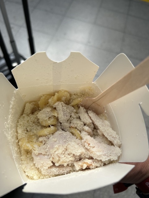 Back at the train station, had freshly made pasta with lots of parmesean cheese