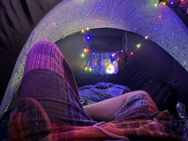 Off to bed in my tent