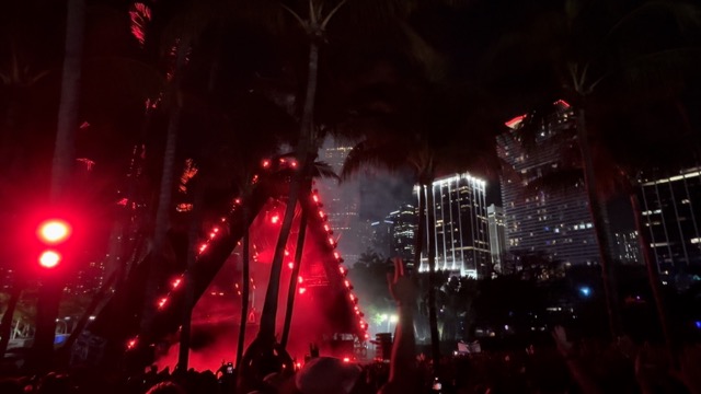 Fireworks playing behind Cassian while he plays Met Her at the Love Parade by Dan Alex