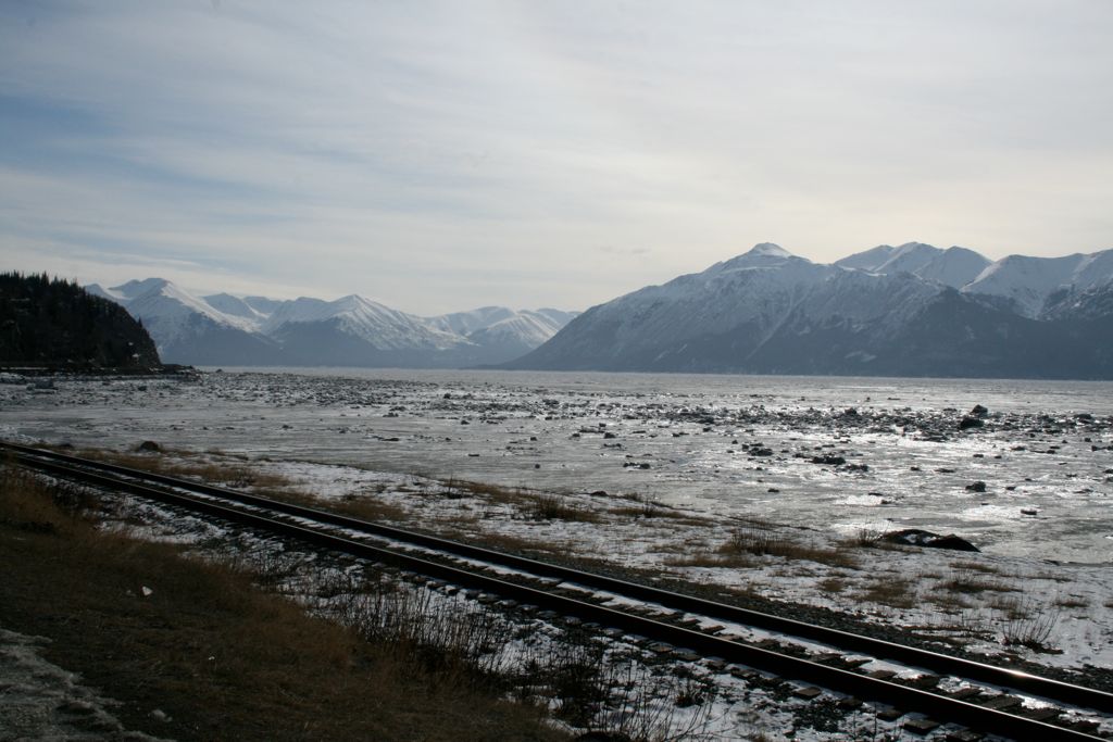 Train tracks and mountains