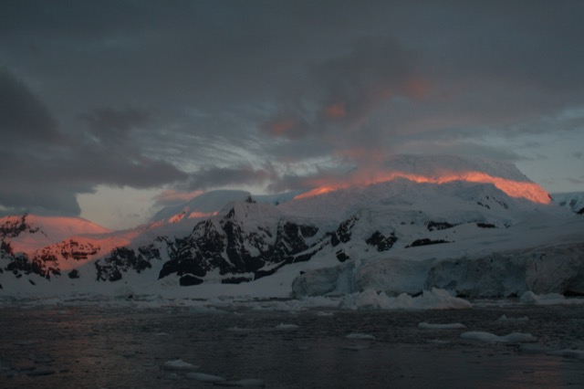 Orange light on the mountain tops