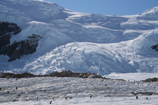 Glacier breaking up as it came down this mountain side... notice the huge fractures