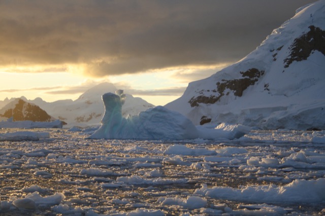 A dinosaur-shaped iceberg