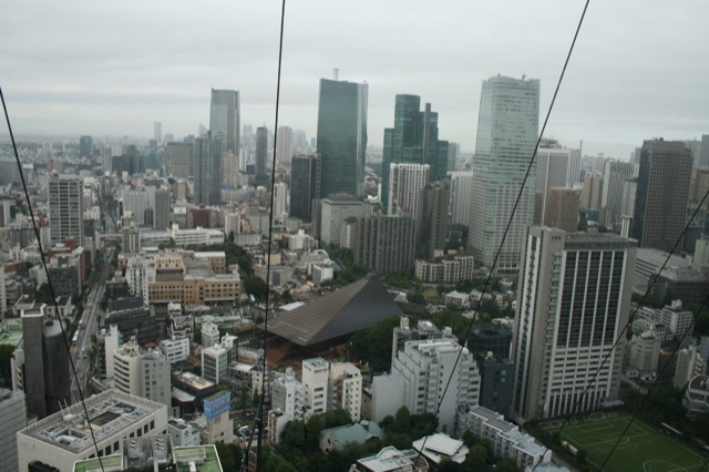 On our way up.  The cool looking building is the Reiyukai Shakaden Temple