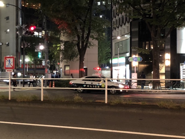 Police car with elevated light bar